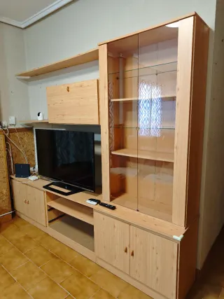 Mueble TV madera + estanterías