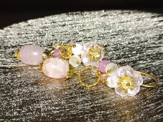 Orecchini Murano Quarzo Rosa Acciaio Dorato