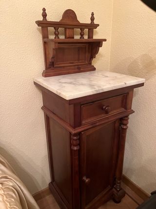 Set di Comodini Antichi in Legno e Marmo