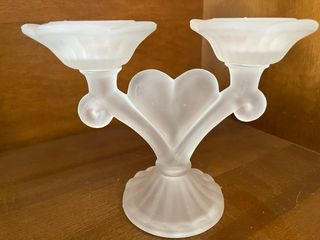 Candelabro Corazón Cristal Opalino