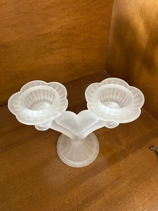 Candelabro Corazón Cristal Opalino