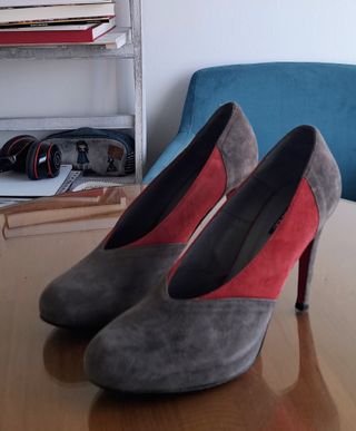 Zapatos Cuple Talla 40 Rojos y Grises