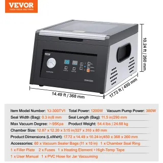Envasadora al Vacío de Campana Vevor 380W