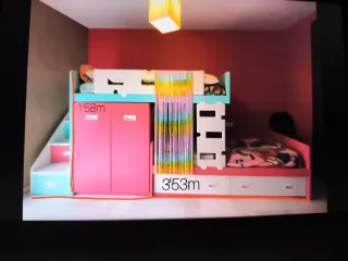 Litera tren con armario y cajones