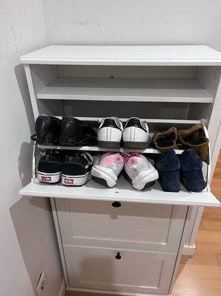 Zapatero 3 cajones blanco y gris