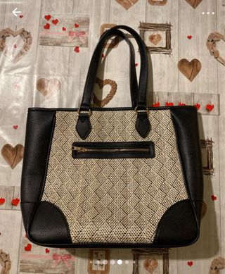 Borsa donna grande beige e nera