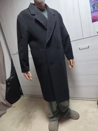 Abrigo de paño largo caballero negro