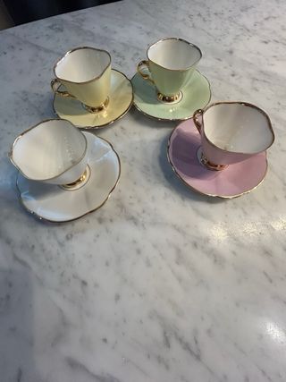 Juego Tazas y Platillos Porcelana Café