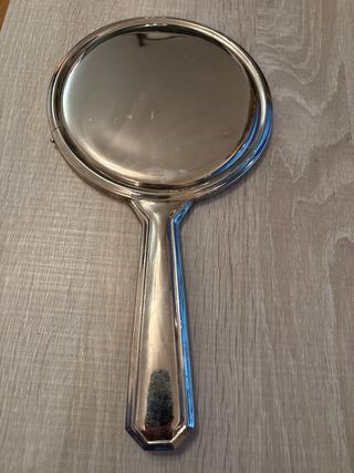 Espejo de mano antiguo plateado