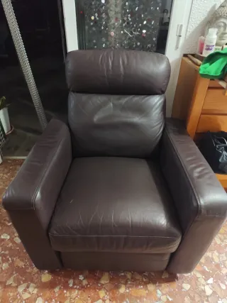 Sillón relax piel marrón