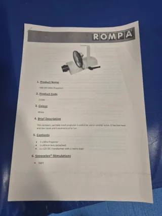 Proyector LED ROMPA Blanco sala Snoezelen y discos