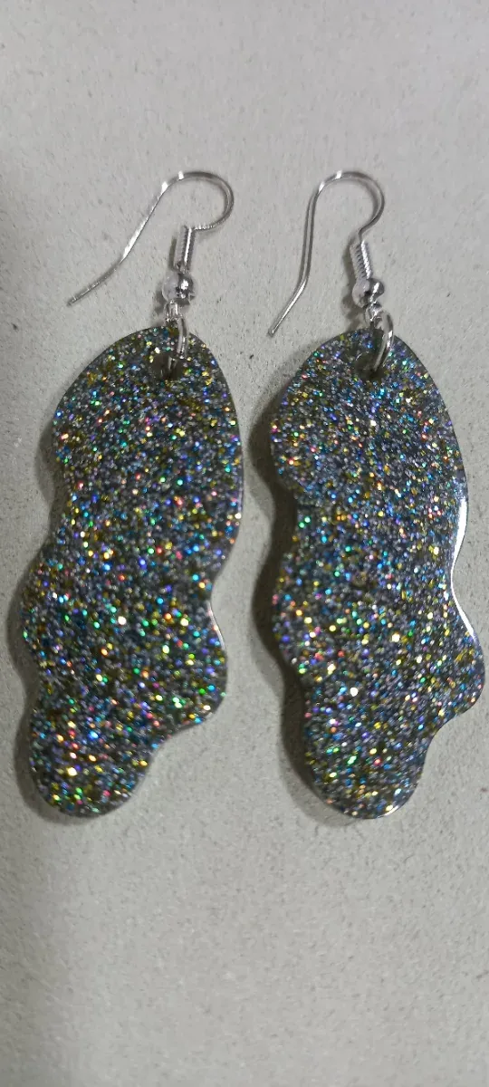 Pendientes resina purpurina.  Pack 2 colores
