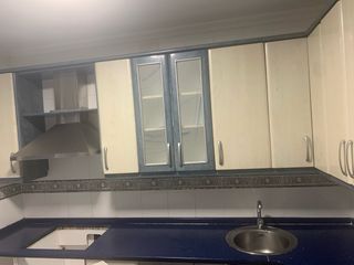 Encimera y mesa cocina azul