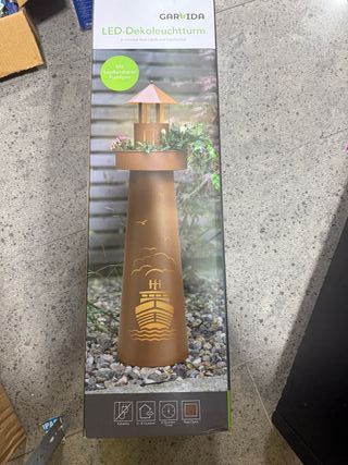 Jardinera LED Faro Marrón/Dorado