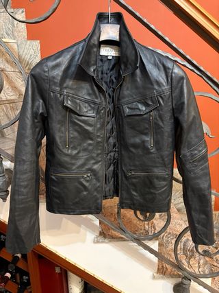 Giubbino biker in vera pelle vissuta vintage