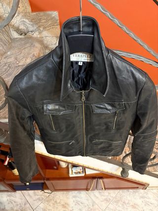Giubbino biker in vera pelle vissuta vintage