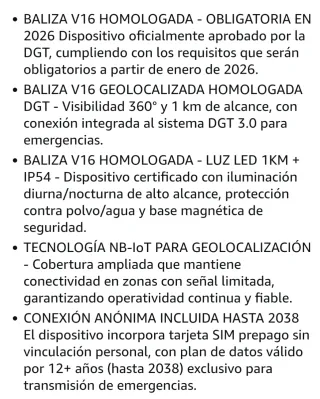 BALIZAS V16 HOMOLOGADAS DGT Y CON GEOLOCALIZACIÓN