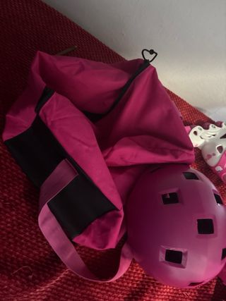 Set Patines Niña Rosa + Casco y Protecciones