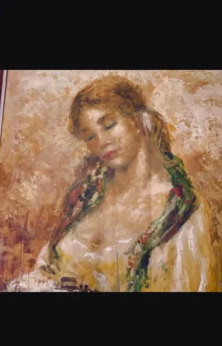 Óleo Forcadell Joven con Barco Cuadro Original