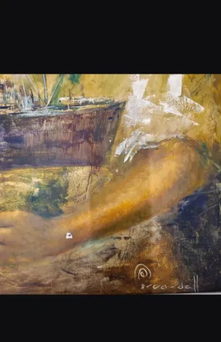 Óleo Forcadell Joven con Barco Cuadro Original