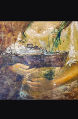 Óleo Forcadell Joven con Barco Cuadro Original