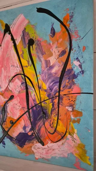 Quadro astratto acrilico multicolore