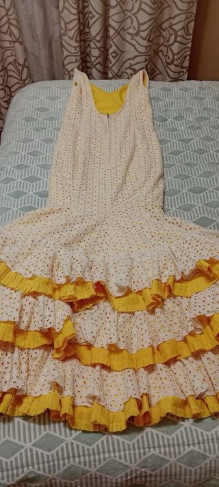 Vestido Gitana Blanco y Amarillo