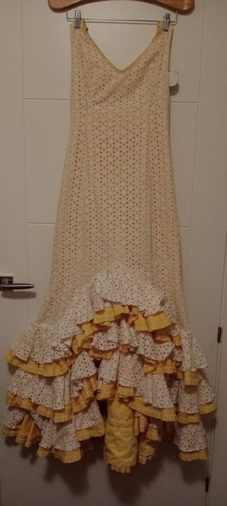 Vestido Gitana Blanco y Amarillo