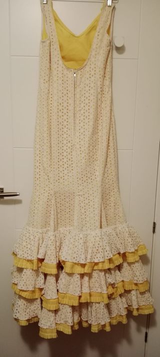 Vestido Gitana Blanco y Amarillo