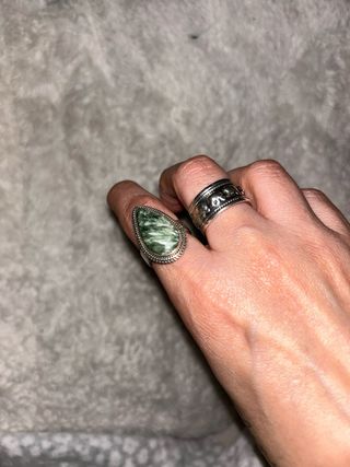 Anillo Plata Ajustable Serafinita Verde