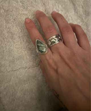 Anillo Plata Ajustable Serafinita Verde