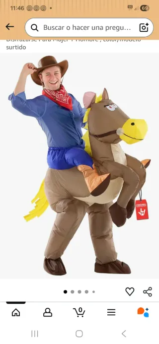 Disfraz inflable vaquero a caballo.