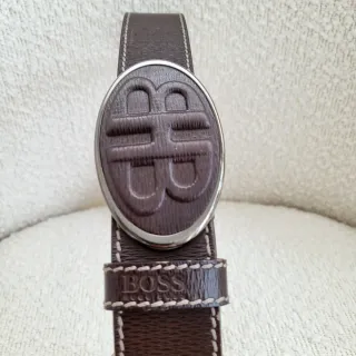 Cinturón Hugo Boss Marrón Hebilla Ovalada