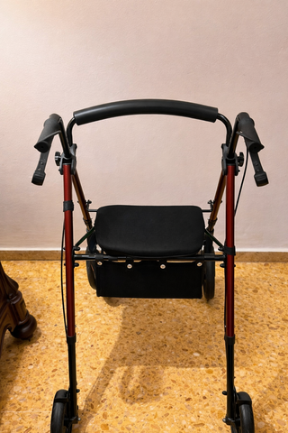 Andador plegable con asiento y frenos