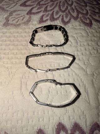 3 Pulseras Acero Hombre