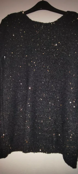 Jersey negro con lentejuelas doradas t.36