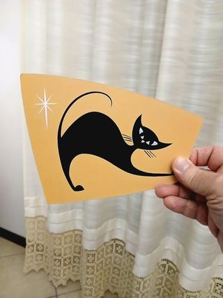 Gatto Nero Vintage Stile Mid-Century