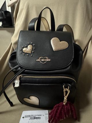 Zaino Moschino Cuori Nero Oro