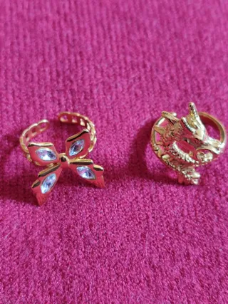 Lote anillos dragón y mariposa.