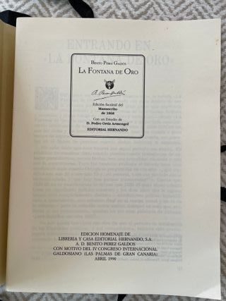 La Fontana de Oro facsímil 1868 Benito Pérez Galdó