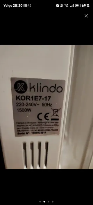 Radiador eléctrico blanco