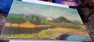 L'aquilone : Quadro Olio su Tela 70x40 con Certifi