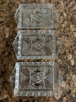3 Bandejas Cristal Pequeñas Decoradas