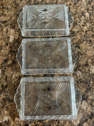 3 Bandejas Cristal Pequeñas Decoradas