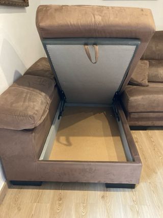 Sofá chaiselongue marrón Ante, terciopelo