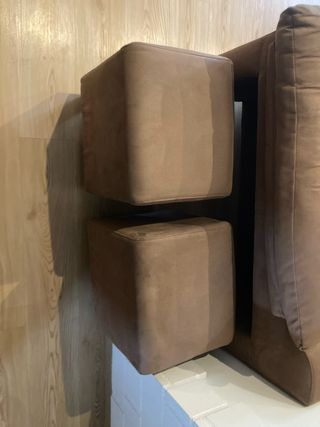 Sofá chaiselongue marrón Ante, terciopelo