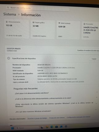 Ordenador Fujitsu Windows 11 Pro