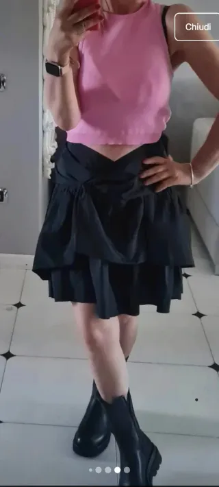 Gonna taffetà vita alta particolare