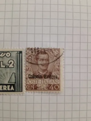 2 Francobolli: Posta Aerea e Colonia Eritrea