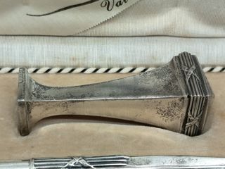 Antigua pluma y sello de plata 800 argent zilver